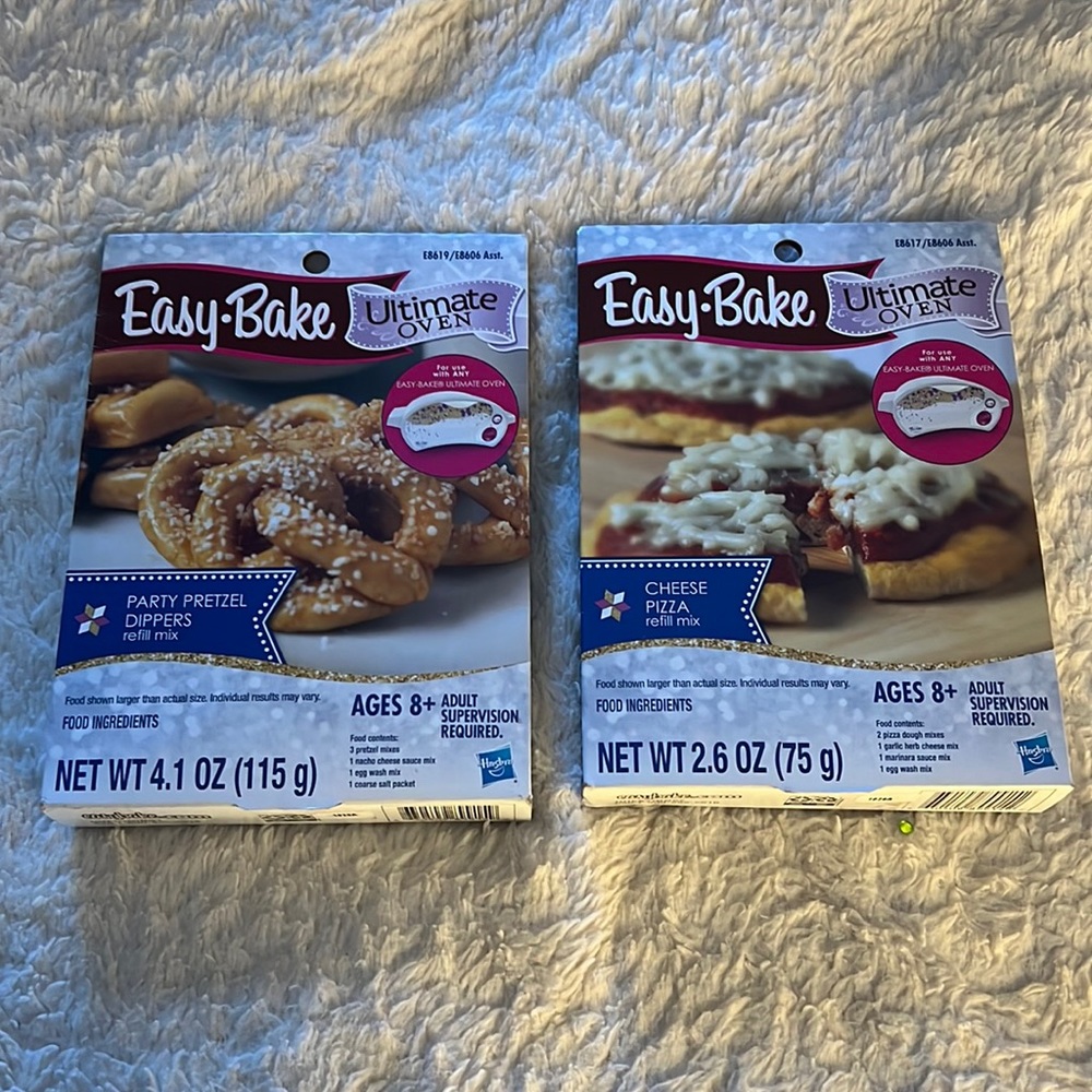 Easy bake oven oven mixes. New and unopened. Pretzel and cheese pizza mix.